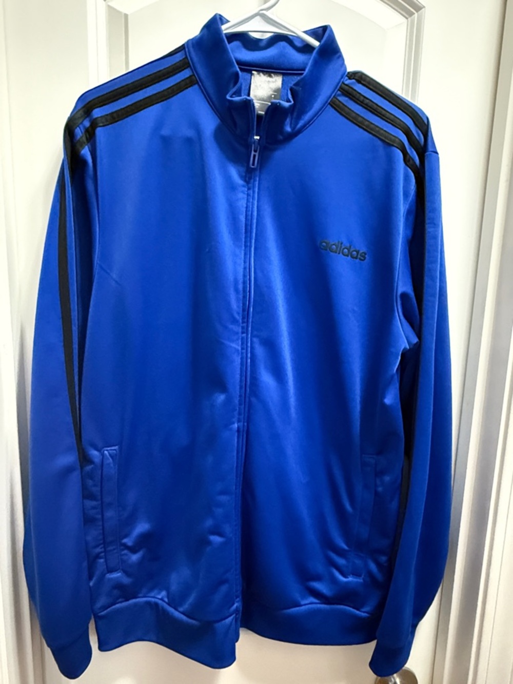 New adidas Royal Blue Track Jacket with Black Stripes. Size L
